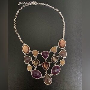 Multi-Stone Necklace in Silver and Purple